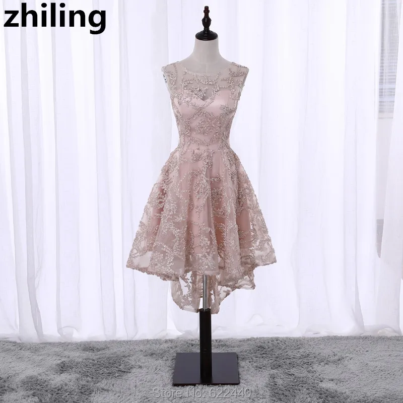 

Newest High Low Lace Prom Dresses Unique Designer Prom Party Dress Dancing Gowns Short Front Long Back Formal Dress