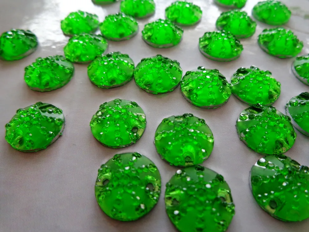 Free shipping green rhinestones sew on crystal Round 12mm flatback