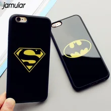 JAMULAR Mirror Superman Batman Case For iPhone 7 Plus 6 6s 8 X Cases Back Cover 5 5S SE Covers Fundas Coque