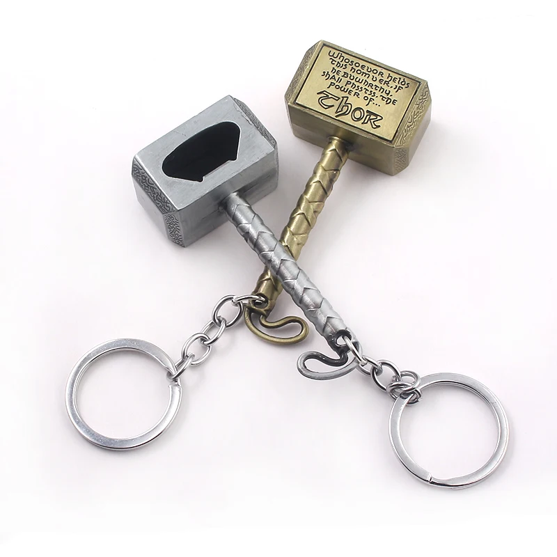 

Marvel Avengers 4 Endgame Thor Mjolnir Beer Opener Keychain Captain America Shield Iron Man Mask Vintage Keyring for Men Jewelry