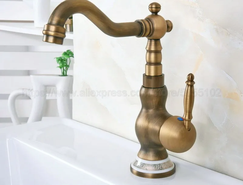 Bathroom sink faucet cold and hot bathroom faucet Antique water mixer tap brass basin faucet znf612