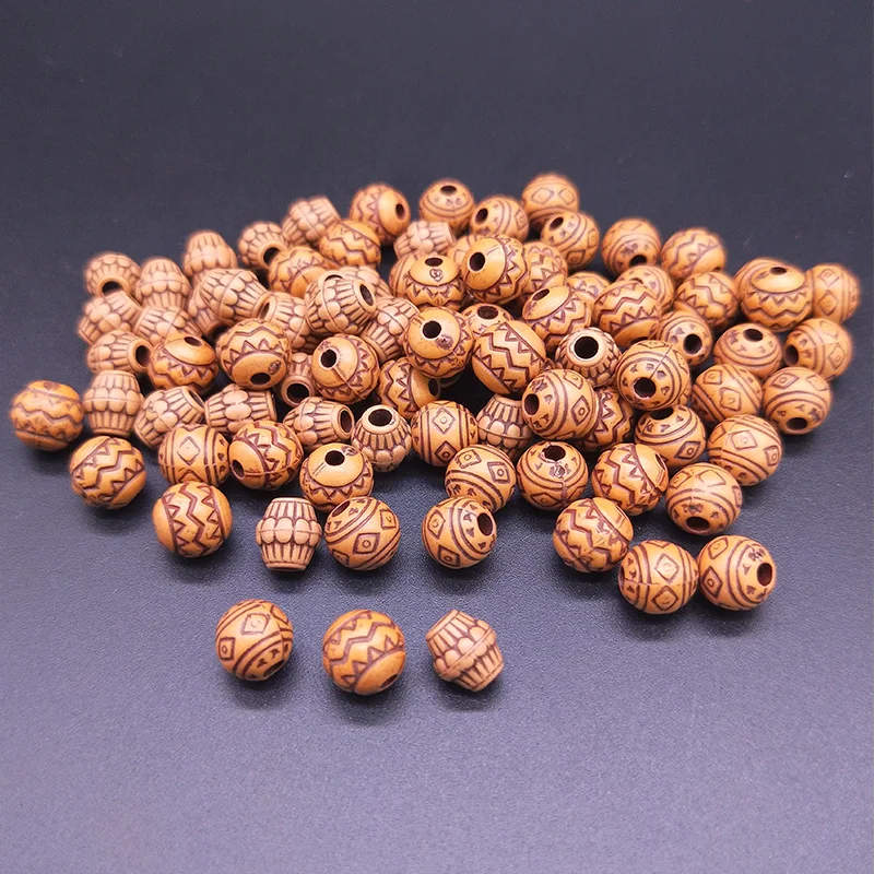 100pcs 8mm Imitation Wood Beads Plastic Spacer Loose Necklace Bracelet DIY Crafts Jewelry Making Accessories | Украшения и
