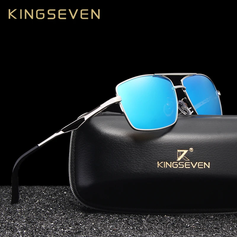 

KINGSEVEN Brand Stainless Steel Men's Rectangle Sun Glasses Polarized Oculos Male Eyewear Accessories Sunglasses For Men