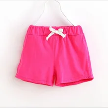 Летние Короткие хлопковые мягкие удобные однотонные штаны для малышей Одежда для детей от 2 до 7 лет