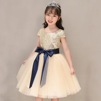 

Caustom made lace sequined ball gown children girls party dress