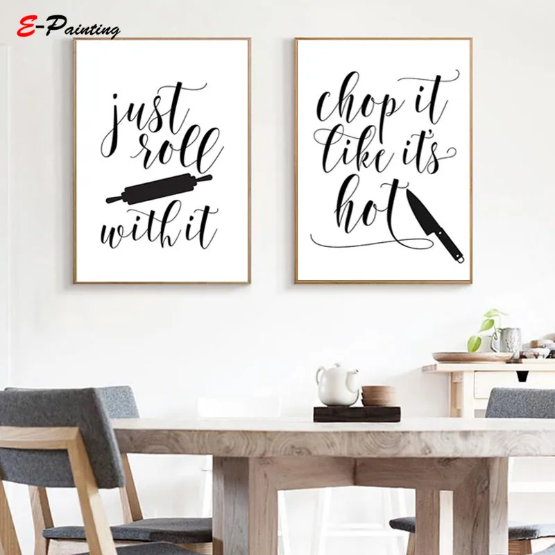 Wall Art Canvas Painting Funny Kitchen Illutration Chop It Like It's
