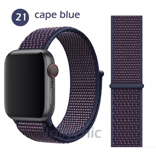 Дышащая повязка для apple Watch Series 4 3 2 полосы 44 мм 42 мм нейлон мягкая замена Спортивная петля для iwatch 4 3 2 1 40 мм 38 мм - Цвет ремешка: cape blue