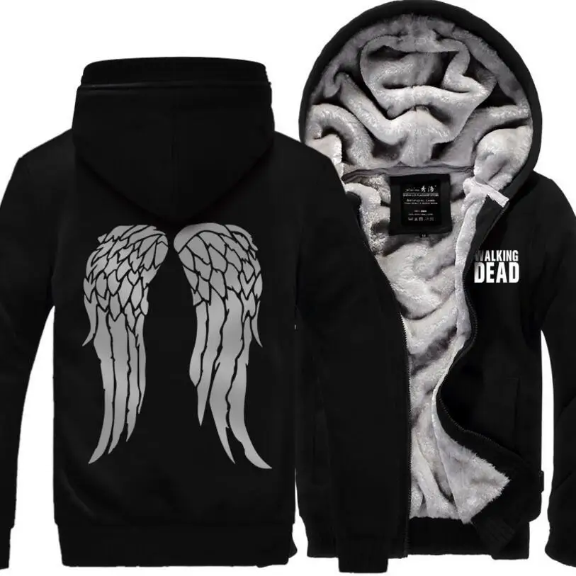 

Hot New The Walking Dead Hoodie Zombie Daryl Dixon Wings Winter Fleece Mens Sweatshirts Tracksuit thick 2018 autumn down jacket