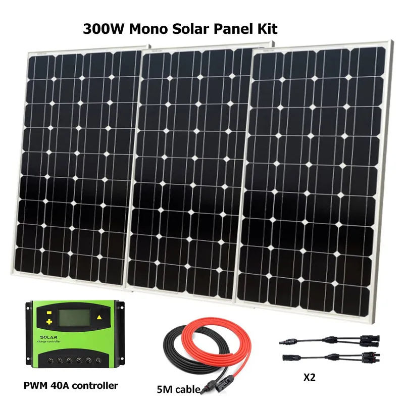 3pcs 100W Solar Module with Glass Laminate Mono 100w Solar Panels 300W Solar System with 40A solar charge controller Off Grid
3pcs 100W Solar Module with Glass Laminate Mono 100w Solar Panels 300W Solar System with 40A solar charge controller Off Grid