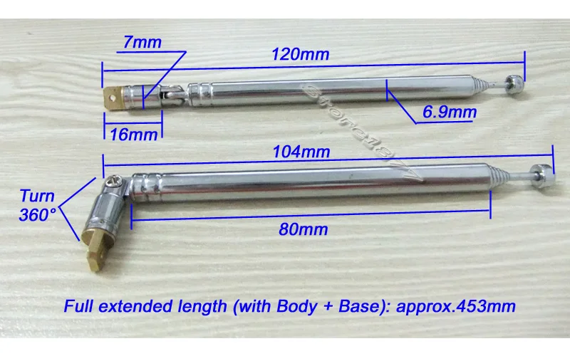 2 шт. 453 мм Длина 7 секций телескопическая штыревая антенна для MP3 радио s558