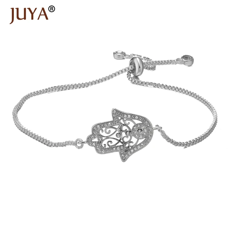 

Trendy Popular Hand of Fatima Charm Chain Bracelets For Women 2018 Simple Design Gold Silver Rose Gold Hand Chain Jewellery