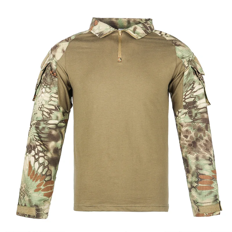 Мультикам Униформа Военная футболка с длинным рукавом для мужчин камуфляж армейская боевая рубашка страйкбол Пейнтбол Одежда тактическая рубашка - Цвет: Kryptek Wooland