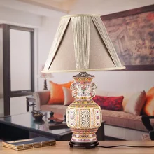 Художественная китайская фарфоровая Керамическая Настольная лампа для спальни, гостиной, свадебной настольной лампы Jingdezhen, Настольная светодиодная лампа, теплый светильник