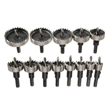 

13Pcs Drill Bit Hole Saw Set,High Speed Steel Tip Hole Saw Tooth Cutter Drill Bits Hole Saw Kit Drilling Tools for Plastic, Stai