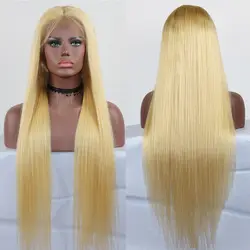Eversilky волос #613 блондинка человеческих волос передние парики на кружеве с ребенком волосы прямые Peruvain человеческих волос бесклеевой