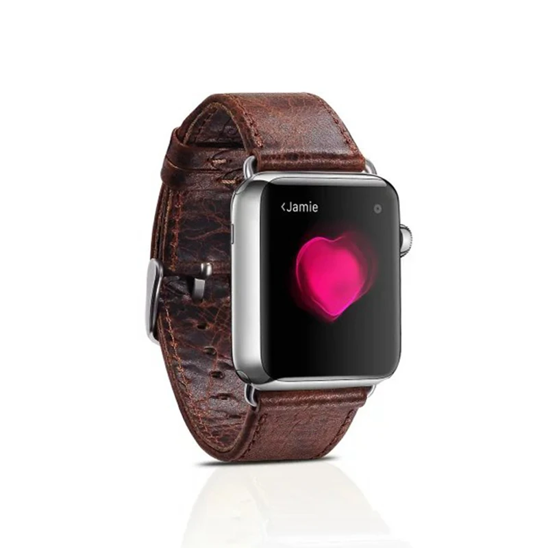 Coffee Роскошный ремешок для Apple Watch группа 42 мм 38 мм для Iwatch Группа 42 мм браслет Спорт Винтаж ремень часы Аксессуары 42 - Цвет: Coffee