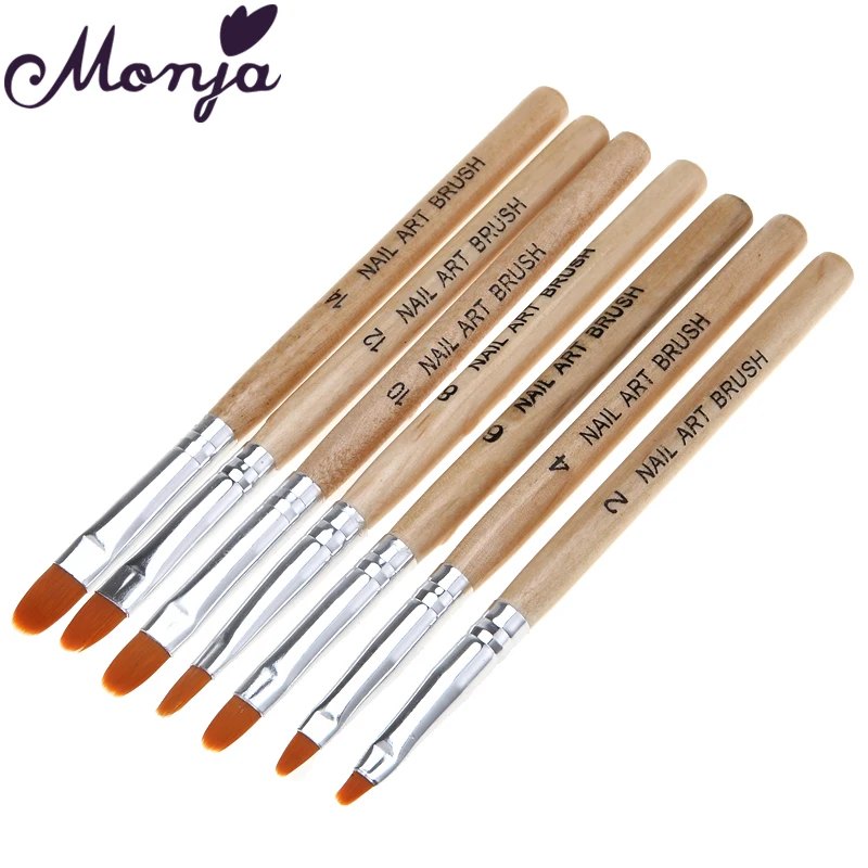 

Monja 7pcs/set Nail Art Acrylic Poly UV Gel Extension Builder Coating Builder Flower Painting Drawing Brush Pen Manicure Tools