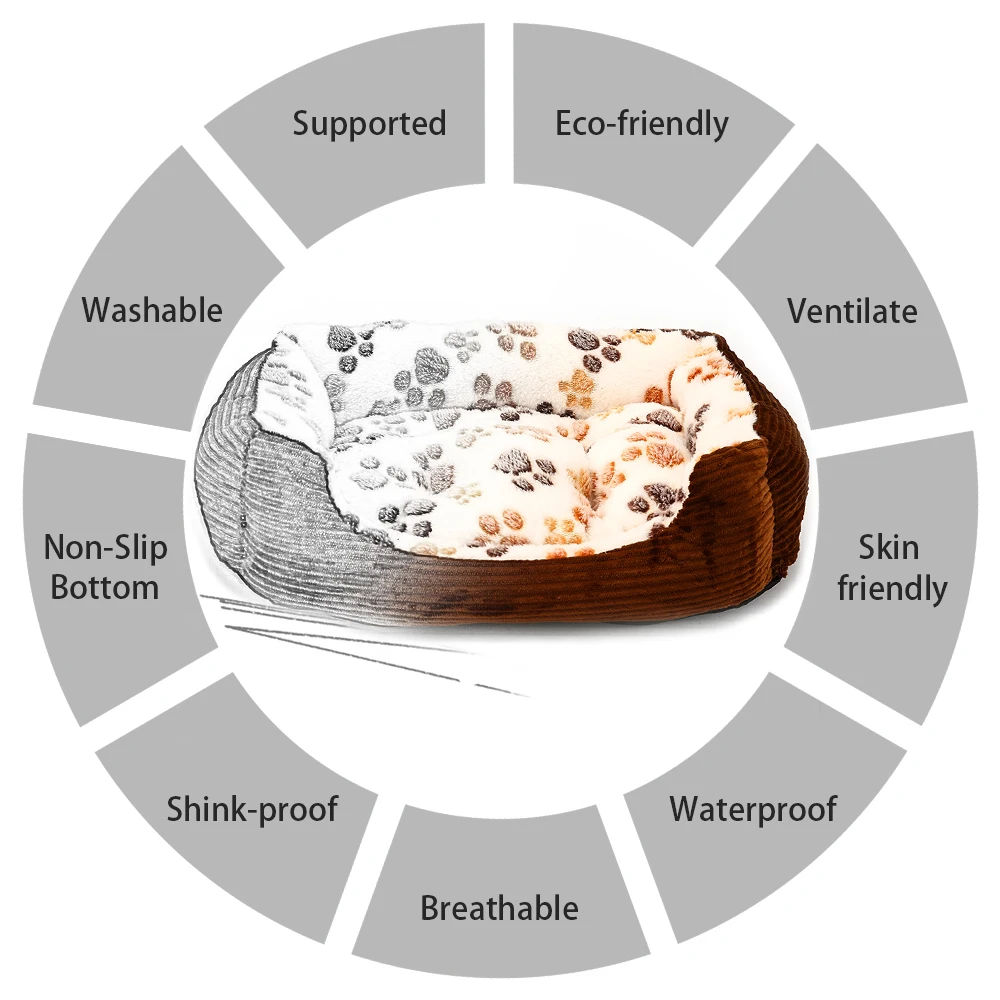 Лежанки для маленьких, средних и больших собак, флисовая роскошная кровать для домашних животных, для кошек, щенков, мягкие зимние теплые кровати для собак, коврики, подушка, диван, BD0054
