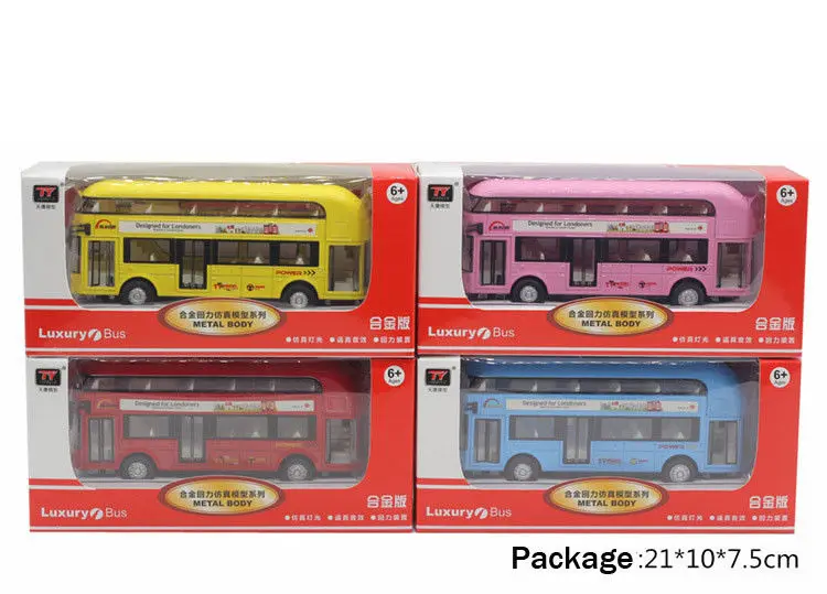 Sound Light 1:32 Metal Double-Decker Tour London City Bus Pull Back Car Kid Toy
