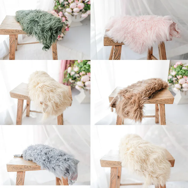 Goede Pasgeboren Fotografie Props Wrap Hoge Kwaliteit Zuivere Wol Deken Baby Foto Achtergrond Pad Flokati Pasgeboren Studio Schieten Props
