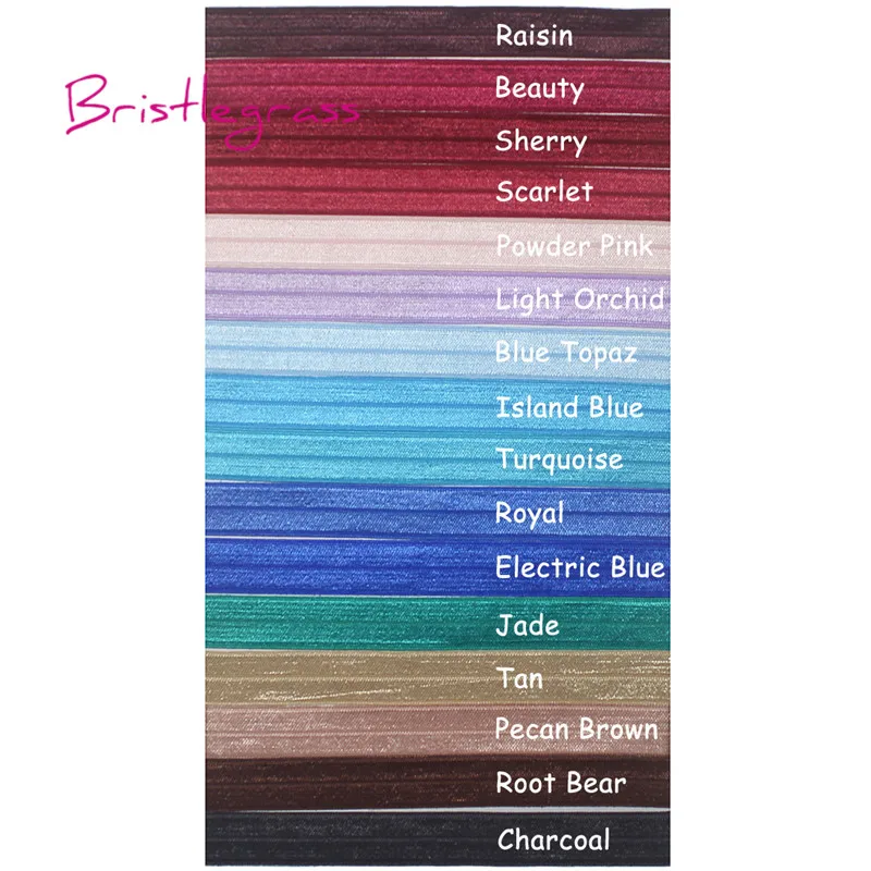BRISTLEGRASS 2 5 10 Yard 5/8" 15mm Solid Shiny FOE Fold Over Elastics Spandex Satin Band Hair Tie Headband Dress DIY Sewing Trim