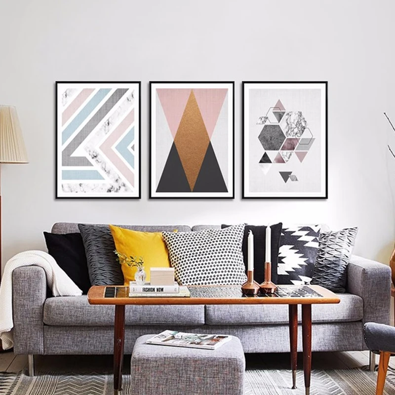 HAOCHU triangoli geometrici moderni montagna tela pittura minimalista  diamante forma arte Poster soggiorno Decor immagine della parete|wall  pictures|decor wall picturescanvas painting - AliExpress
