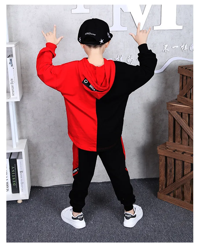 Г., осенний комплект одежды для мальчиков Детский спортивный костюм с длинными рукавами модные толстовки с капюшоном+ штаны, комплект одежды из 2 предметов для детей 8, 10, 12 лет