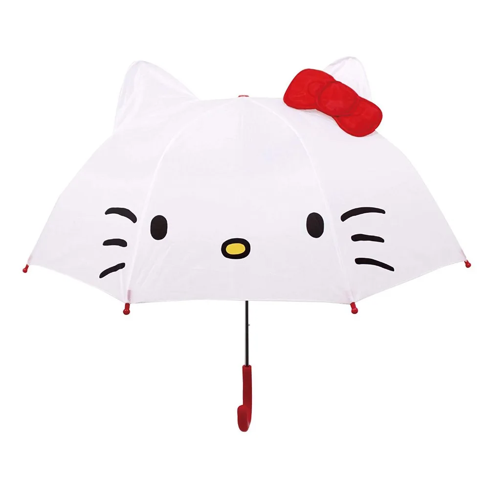 Креативный милый мультяшный с длинной ручкой детский аниме зонтик Hello Kitty для