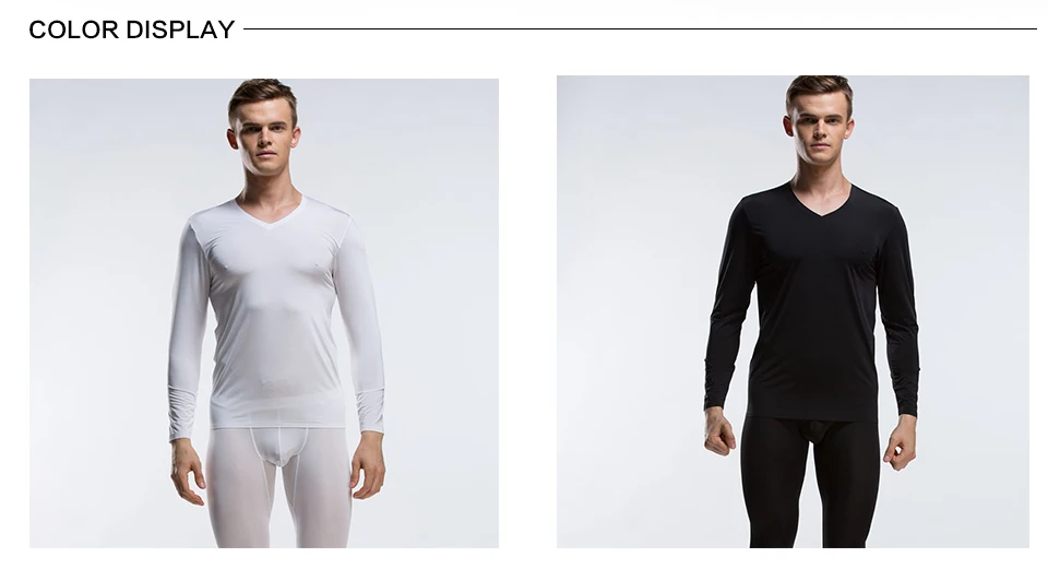 2019 Men's Solid Color Underpants Long Johns Pants Low Rise Thin Underwear knitted Seamless Underwear Sets Top&Long Johns long johns pants
