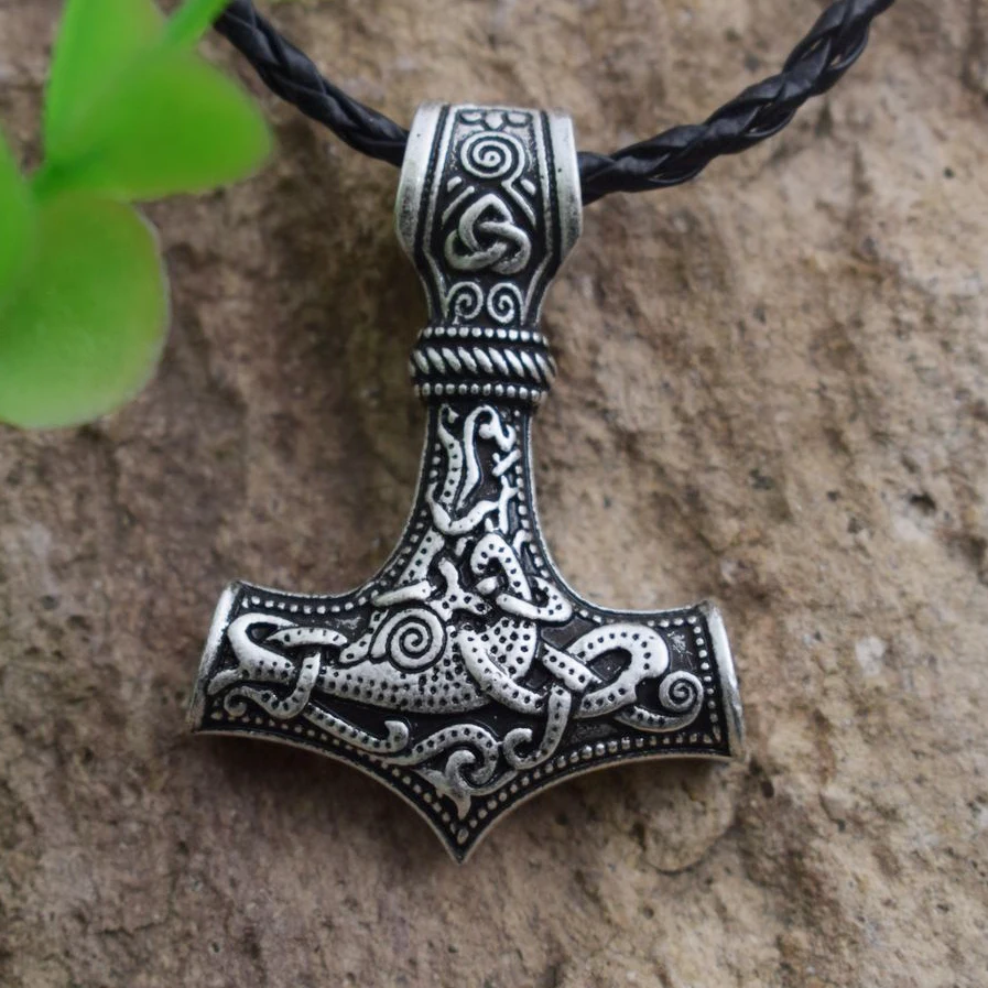 SanLan подвеска с символикой викингов Thors Молот Мьёльнир Necklace Руна Amulet No|Ожерелья
