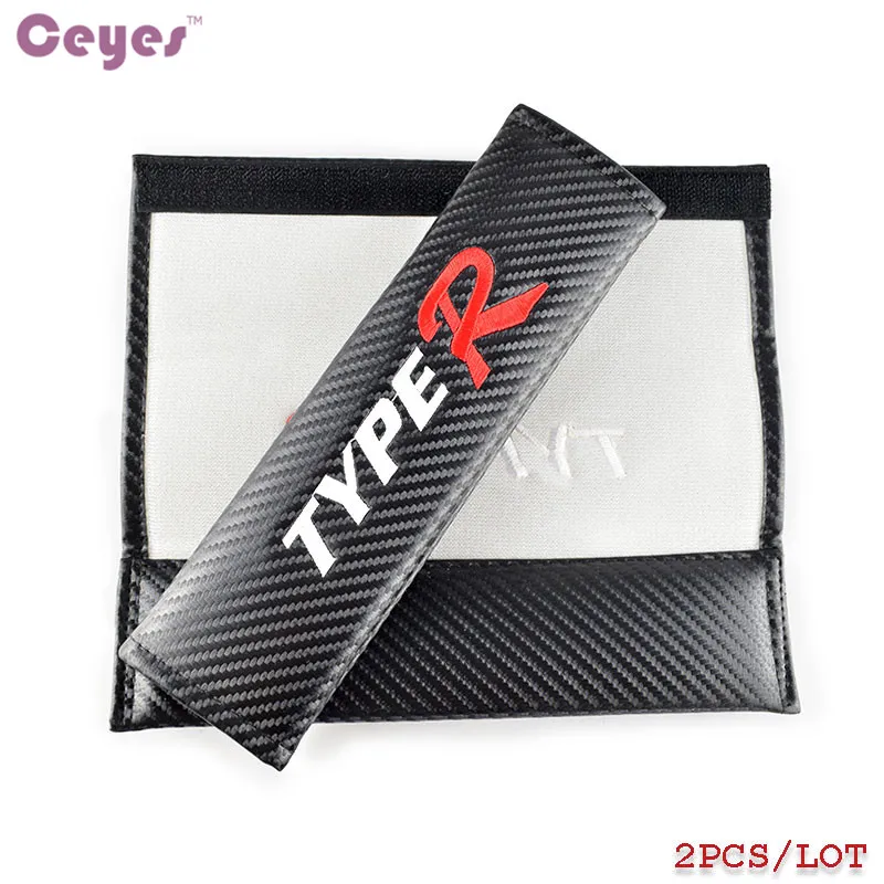 Ceyes Car Seat Belt Cover Fit For TYPER Honda TYPE R Civic Mugen Accord Hrv Jazz City Accessories Emblems Car Styling