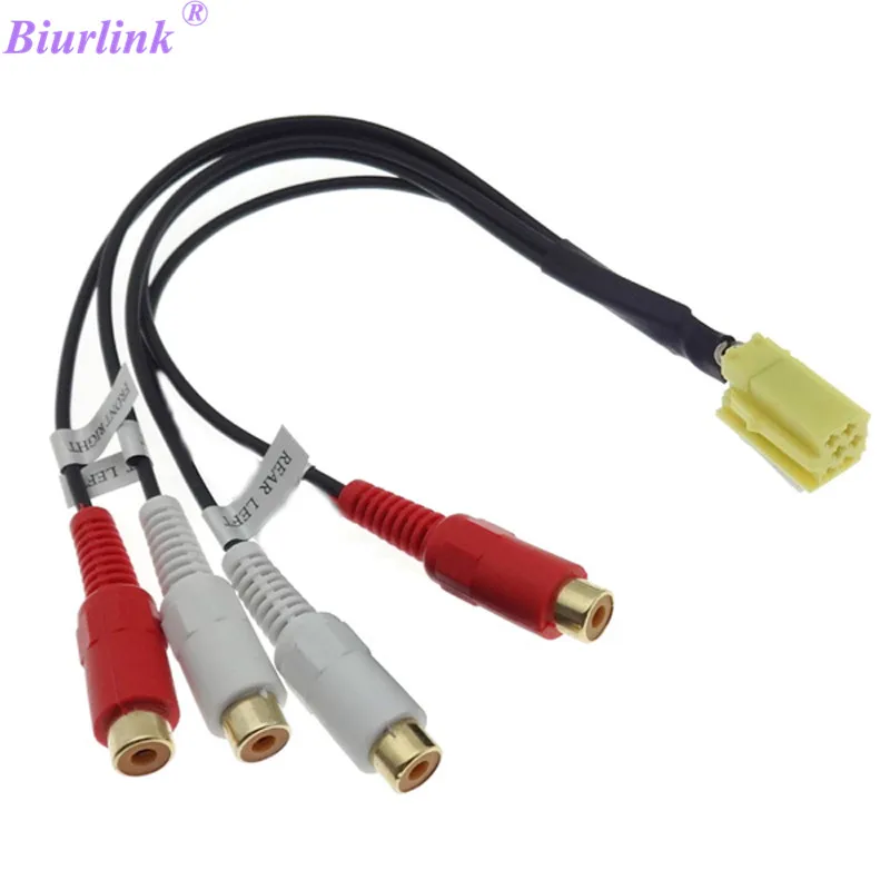 Biurlink мини ISO 6Pin разъем адаптера линейный выход 4 Chinch Kabel 4RCA разъем для VW Seat Skoda Audi Ford VDO