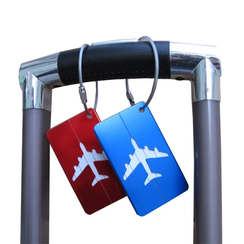 Luggage Tags Rectangular Airplane Printed Aluminium Alloy Stainless