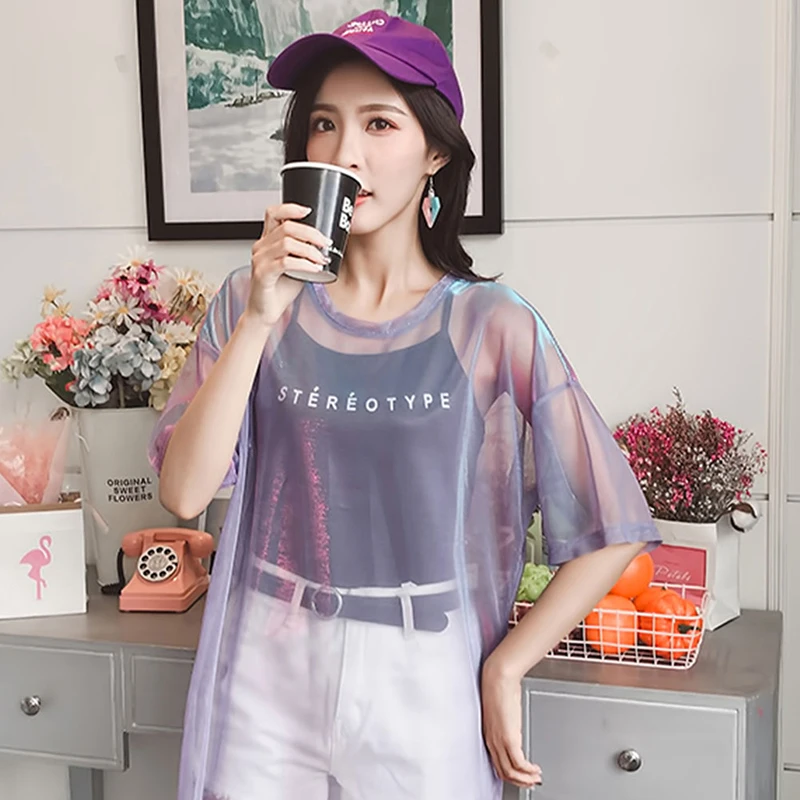 

New Girls Clothes Street Shooting Short-sleeved Strange Girl Shirt Cool Handsome Street T-shirt Hip-hop