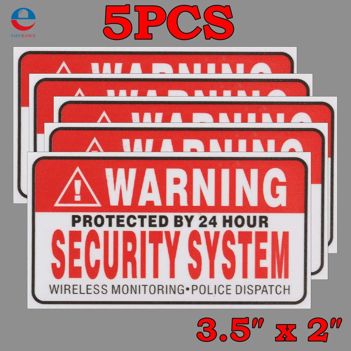 5Pcs Set Warning Protected by 24 Hour Security System Stickers Saftey font b Alarm b font