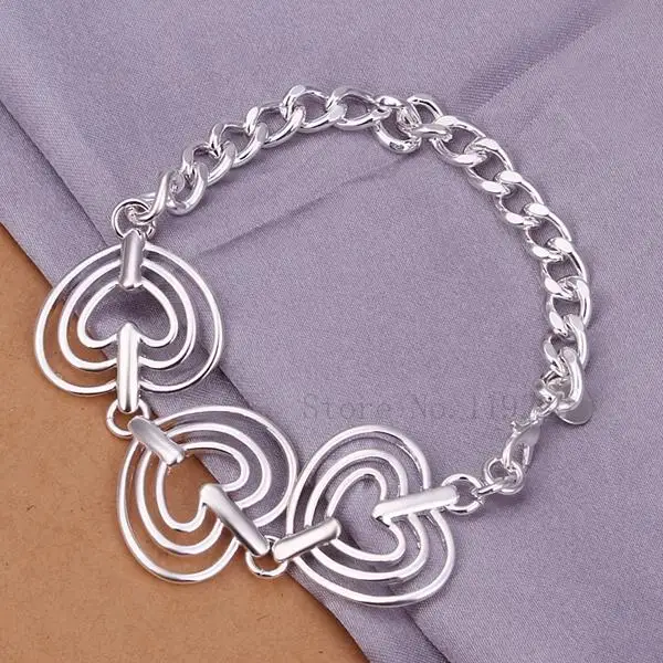 LH323 Big Chunky Love Heart Charms Silver Link Chain Bracelets & Bangles Aliexpress Bijoux Items Fashion Designer Jewelry Women Aliexpress