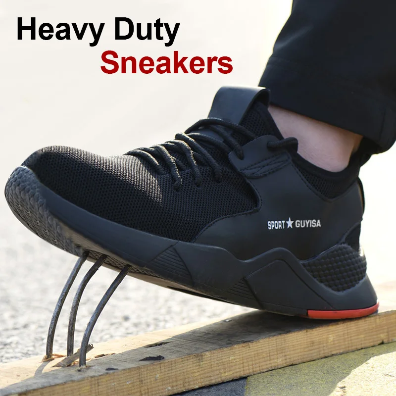 

1 Pair Heavy Duty Sneaker Safety Work Shoes Breathable Anti-slip Puncture Proof for Men Best Sale-WT