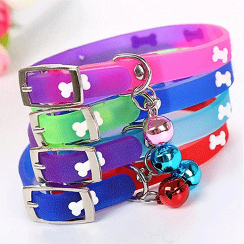 

1 pc Dog Cat Collar With Ball Silicone Bone Pattern Pet Collars Shiny Collars Soft Dogs Cats Personalized Bone Pattern Collars