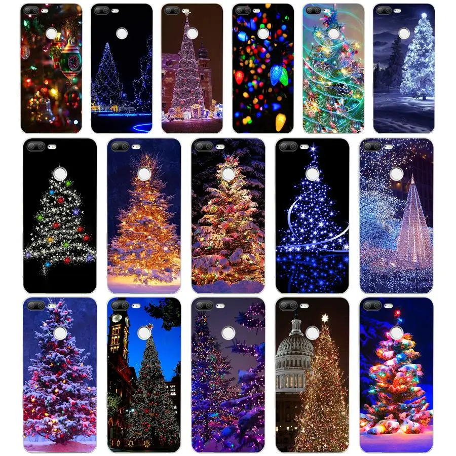

148WE Happy New Year to the Christmas tree Soft Silicone Tpu Cover phone Case for huawei Honor 8 9 10 Lite 8X p 8 9 lite 2017