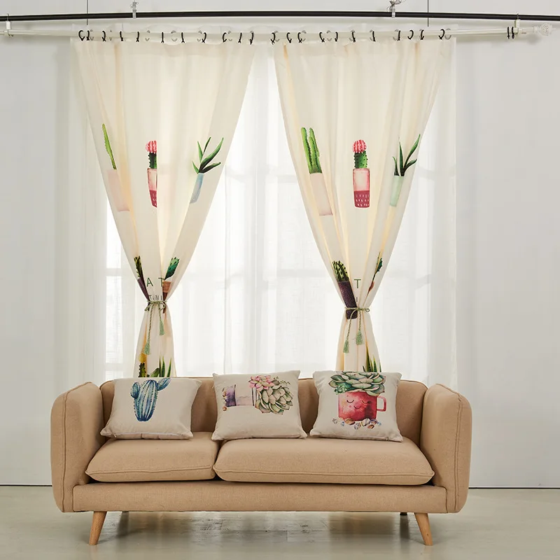 

Modern Fresh Potted Plant Flowers Curtains for Living Dining Room Bedroom.