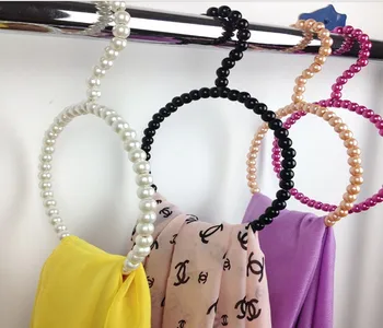 

[Free shipping] New Style Pearl Plastic Scarf Ring,Beautiful Beads Hanger,4 Colors (10 Pieces/ Lot)