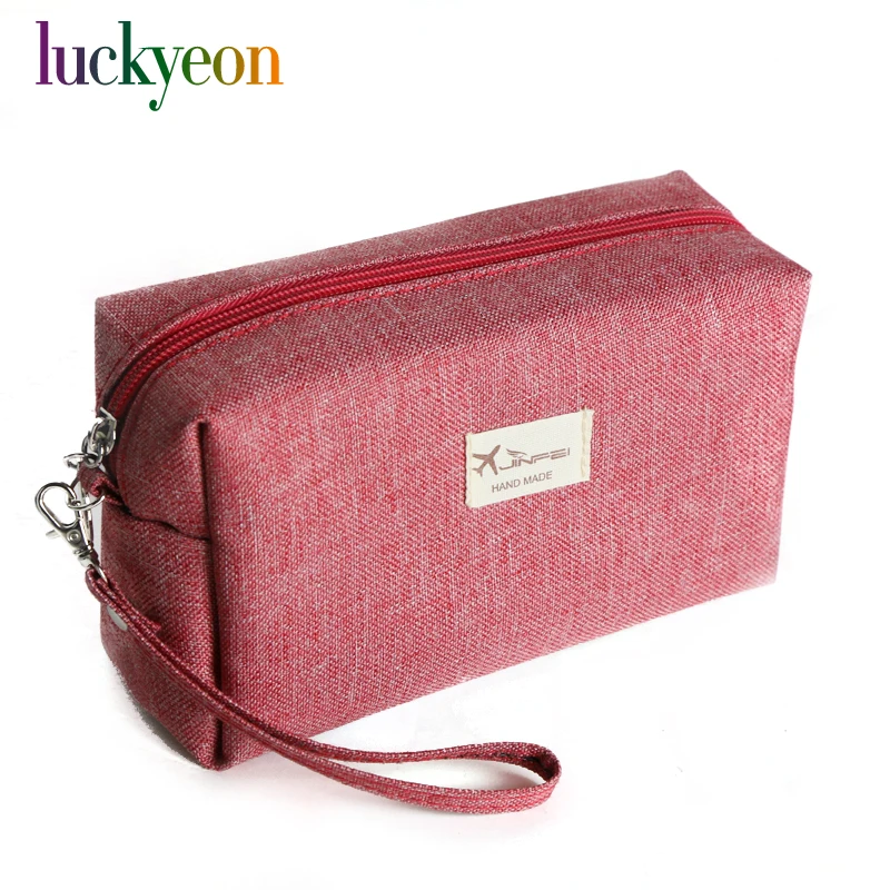 Fashion Solid Canvas font b Cosmetic b font font b Bag b font Makup Pouch Tote