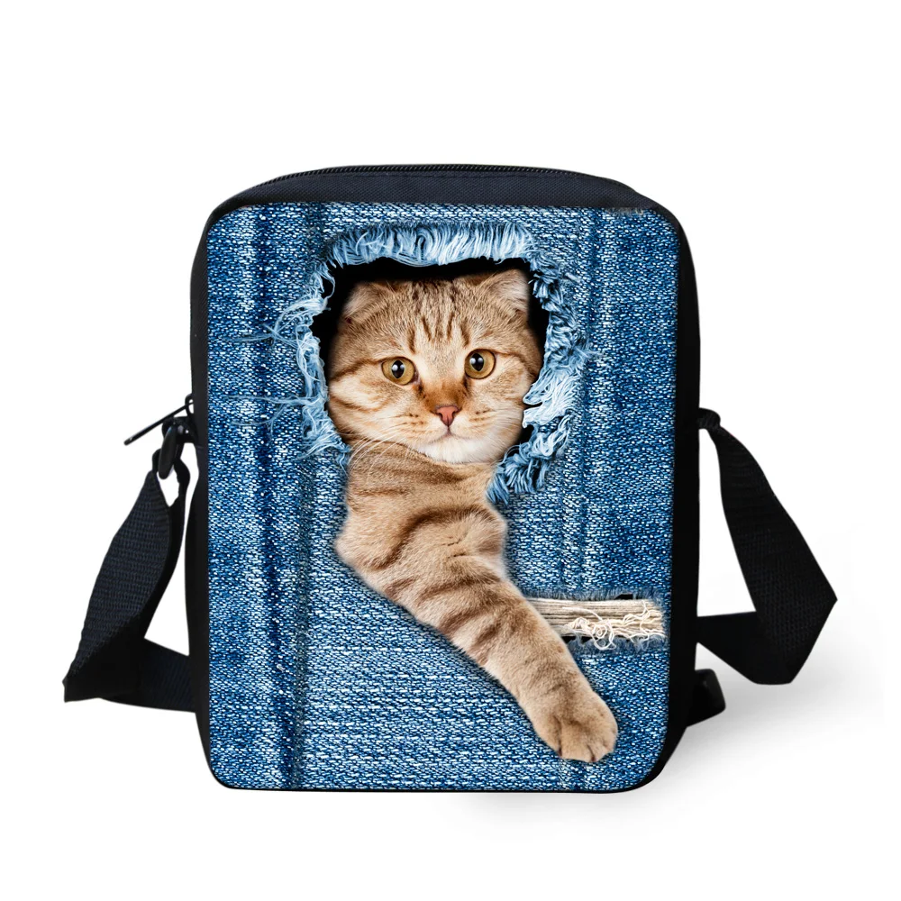 FORUDESIGNS النساء حقيبة ساع 3D الدنيم الحيوان حقيبة كتف حقائب لطيف القط حقيبة ساع الأطفال Crossbody حقيبة للفتيات FORUDESIGNS النساء حقيبة ساع 3D الدنيم الحيوان حقيبة كتف حقائب لطيف القط حقيبة ساع الأطفال Crossbody حقيبة للفتيات