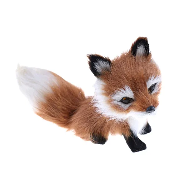 

1Pcs Small Simulation Fox Toy Mini Squatting Fox Model Home Decoration Wedding Birthday Gift Stuffed Plush Toys