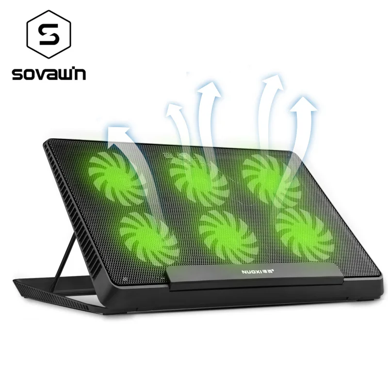 Online 6 LED Fan Cooling Pad Aluminium Laptop Kühler Pad Ständer für 17 15,6 zoll USB Kühler Notebook Basis Halter Einstellbar geschwindigkeit