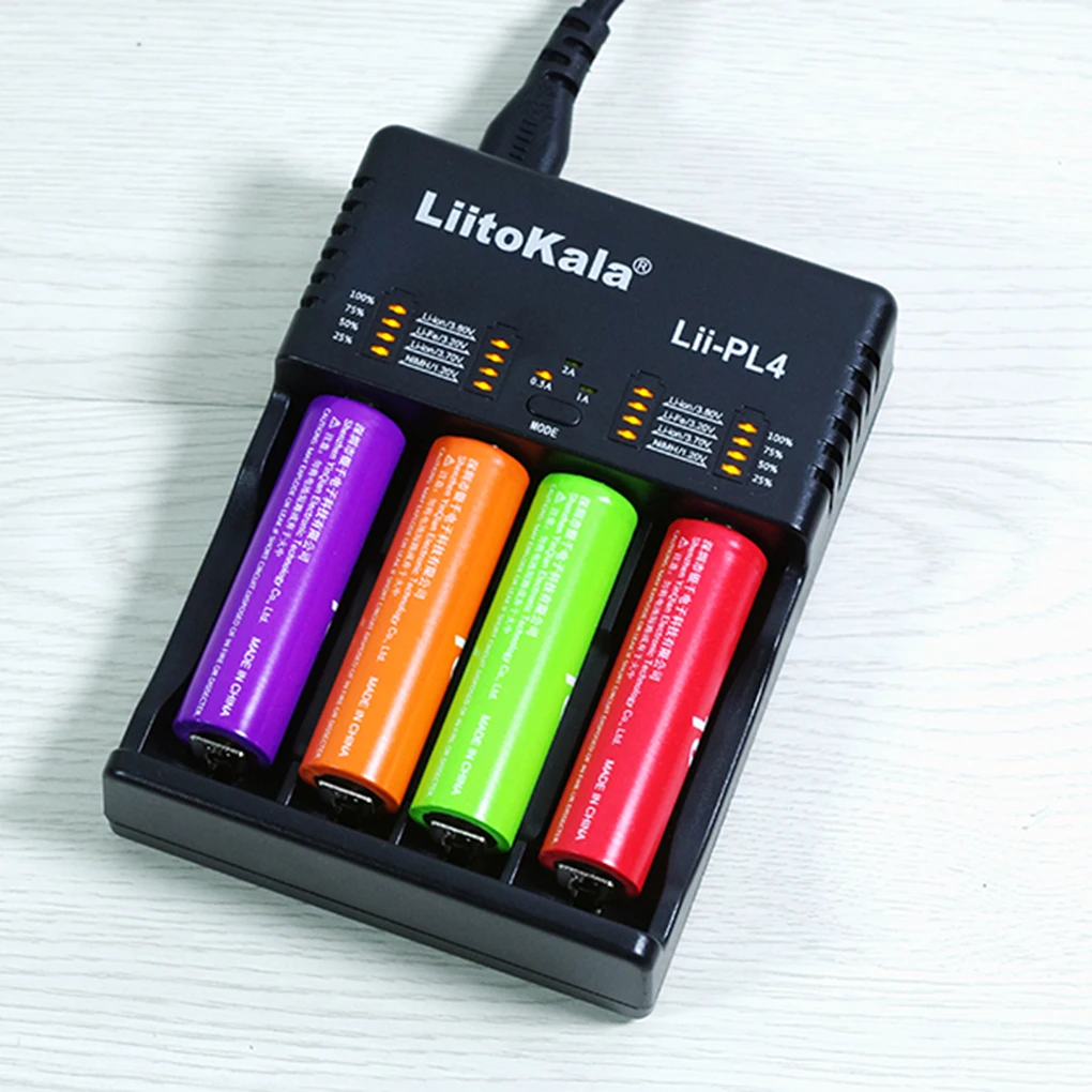 LiitoKala Lii-PL4 18650 26650 21700 4 слота Портативный Путешествия перезаряжаемые литиевые батареи зарядное устройство