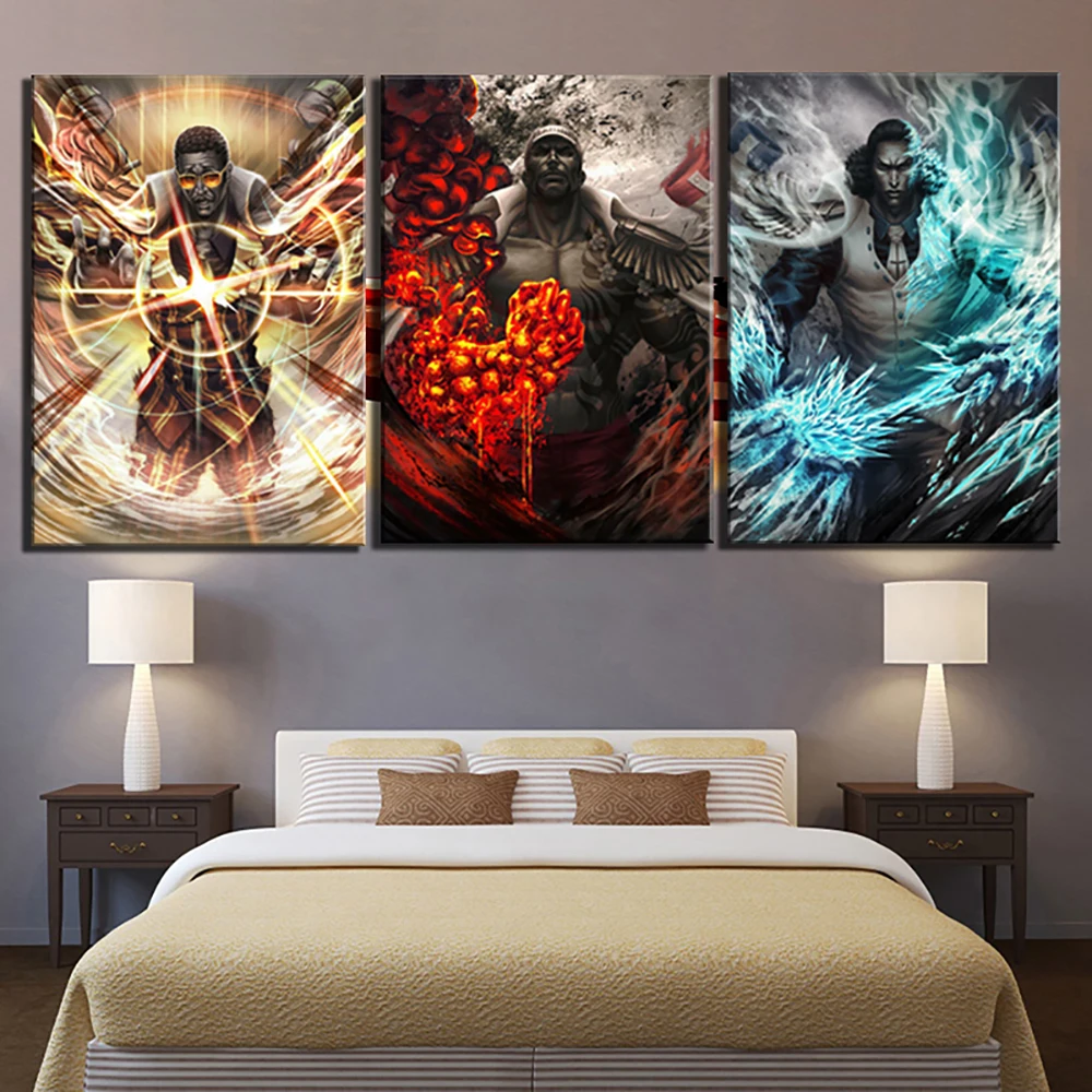 

Hd Prints Painting Modular Canvas 3 Panel One Piece Pictures Wall Art Animation Home Decoration Modern Bedside Background Poster