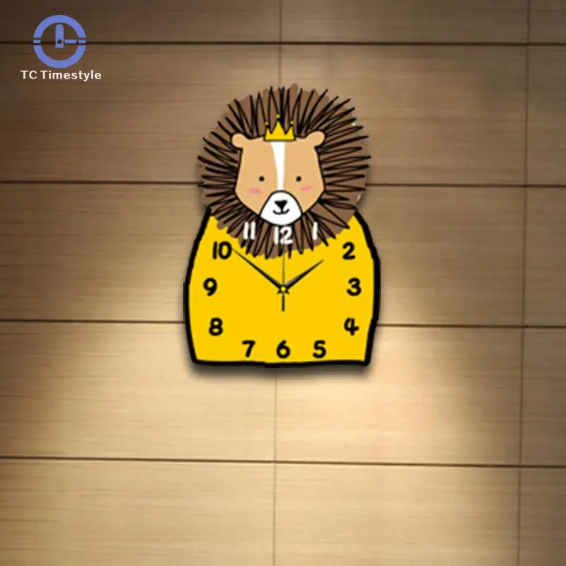 Lion Mute Cartoon Wall Clock Livingroom Bedroom Cute Children's Room