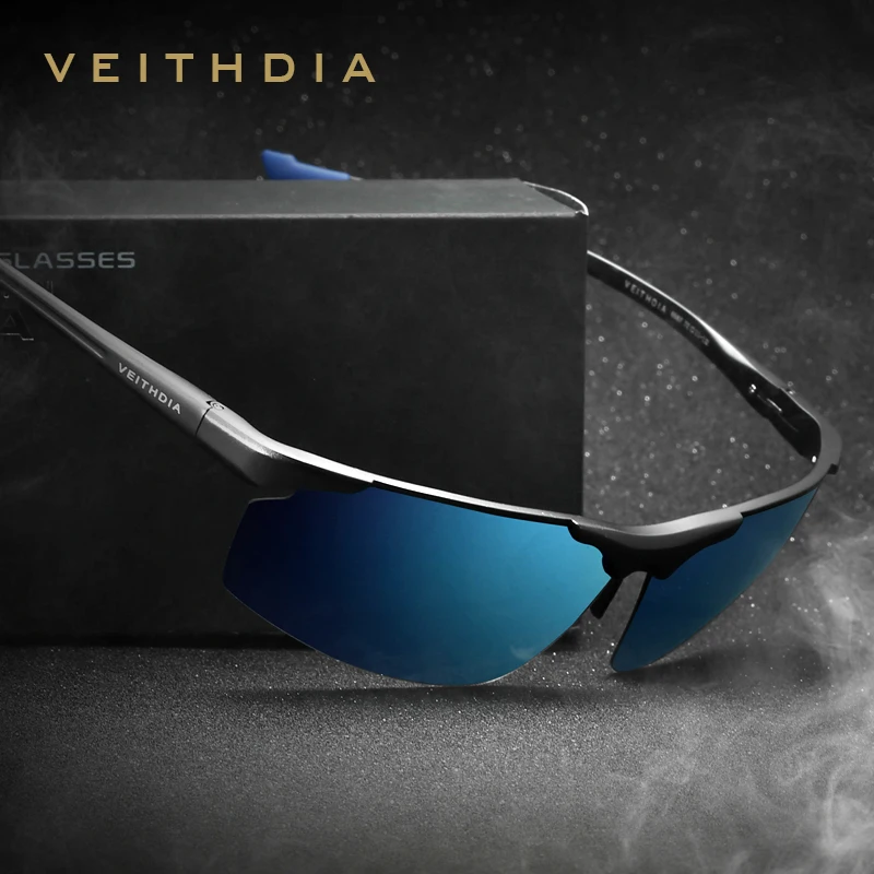 Veithdia, алюминиевый магниевый сплав, мужские солнцезащитные очки с поляризованным синим покрытием, зеркальные солнцезащитные очки, аксессуары для очков для мужчин Oculos 6587