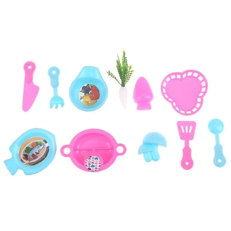 11 шт./компл. кухня кукольная посуда аксессуары для куклы Барби игрушки пластик моделирование посуда кухонные горшки и кастрюли миски